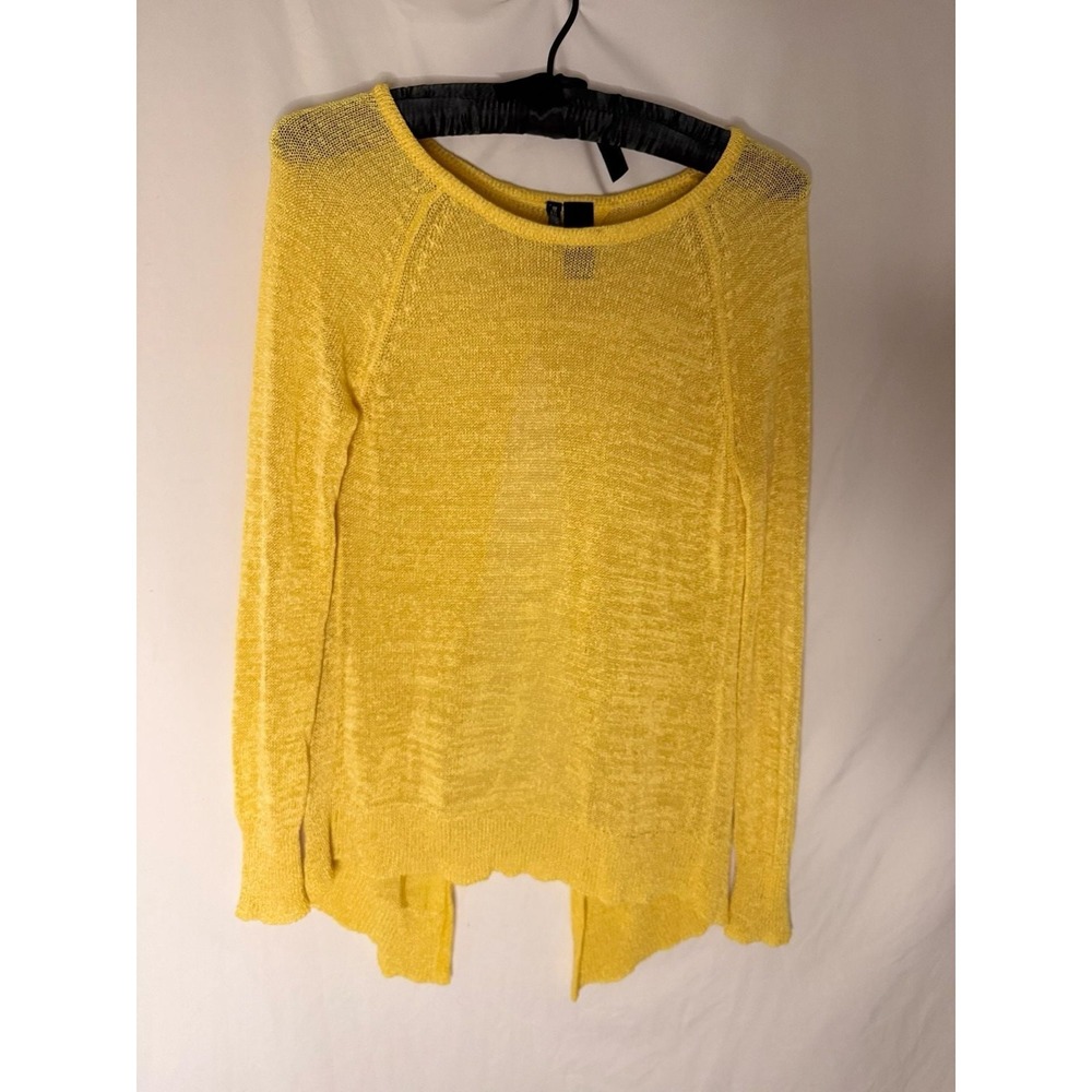 Bisou Bisou - Knit Sweater Open Tulip Back Sheer - Yellow - S - Womens